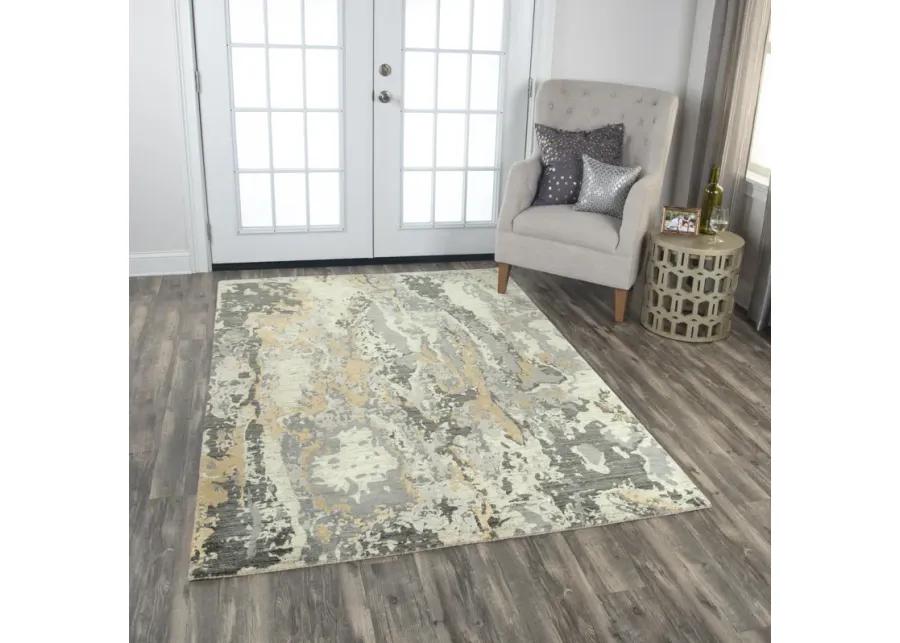 Artistry Beige Abstract NZ Wool/Tencel Blend 5' x 8' Rectangle Rug