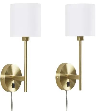 Hampton Hill Conway Gold Metal Wall Sconce with Cylinder Shade, Set of 2