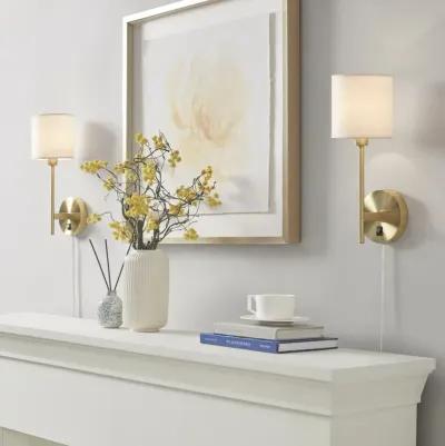 Hampton Hill Conway Gold Metal Wall Sconce with Cylinder Shade, Set of 2