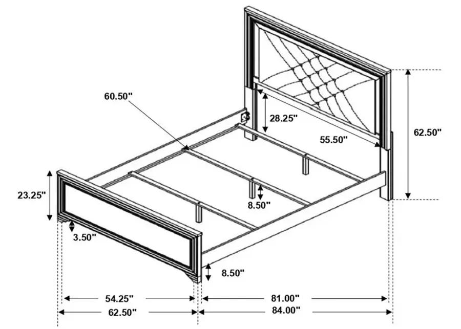 Penelope Queen Bed with LED Lighting Black and Midnight Star