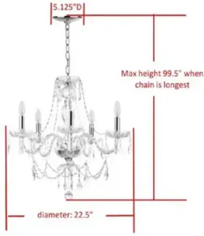 Jingle 5 Light Chrome 22.5-Inch Dia Adjustable Chandelier