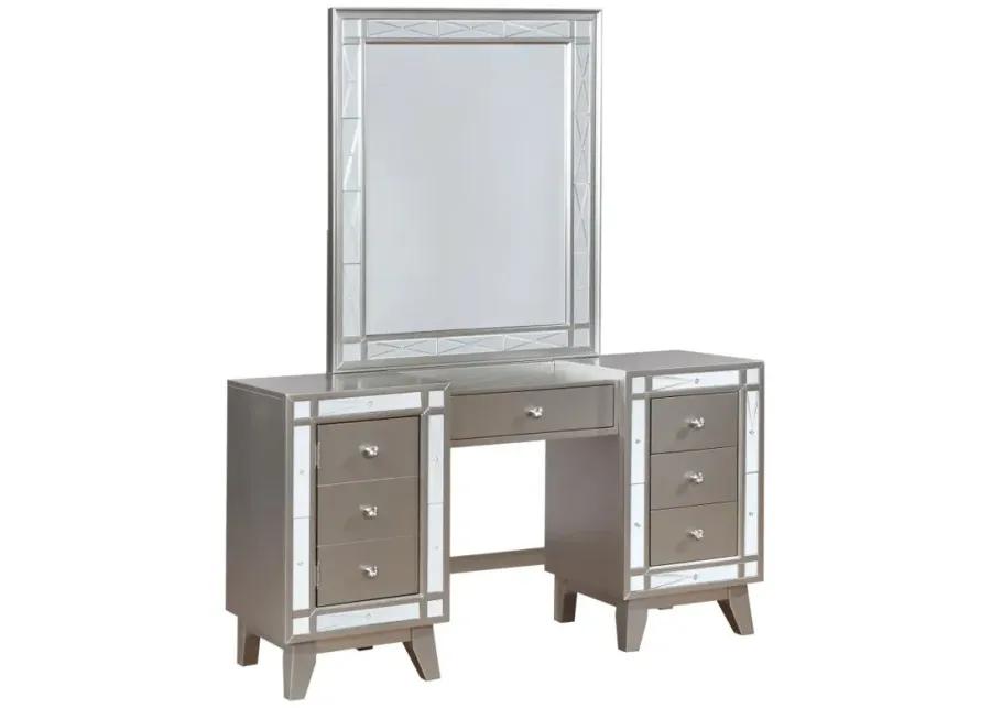 Leighton 3-piece Vanity Set Metallic Platinum