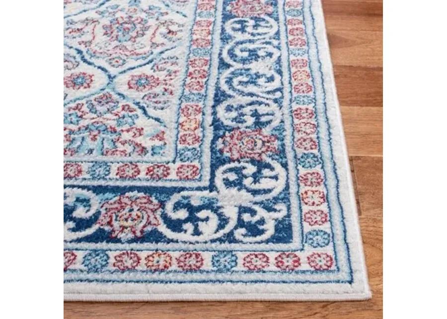 Brentwood 870 Beige / Navy 2' X 8' Runner Powerloomed Rug