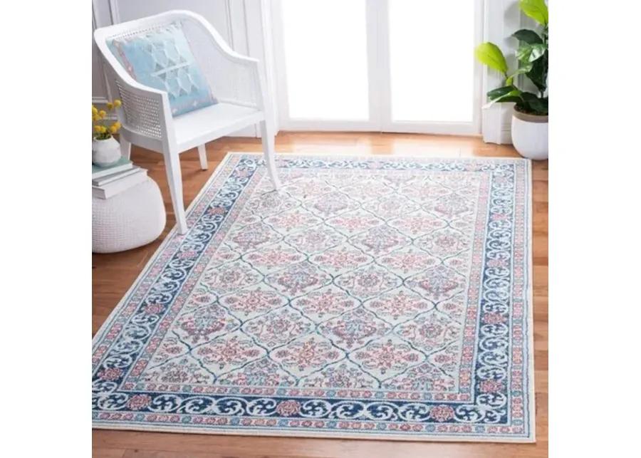 Brentwood 870 Beige / Navy 2' X 8' Runner Powerloomed Rug