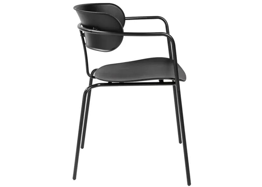 Paris Stacking Armchair in Black with Black Legs - Set of 4