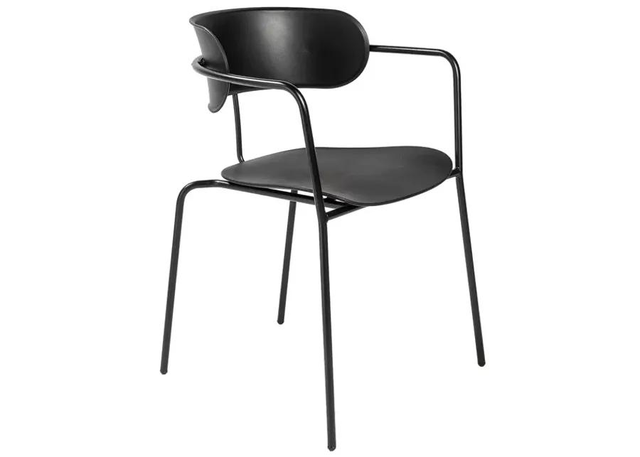 Paris Stacking Armchair in Black with Black Legs - Set of 4