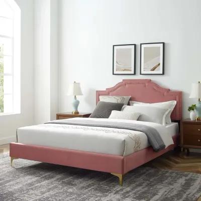 Adelaide Performance Velvet Queen Platform Bed