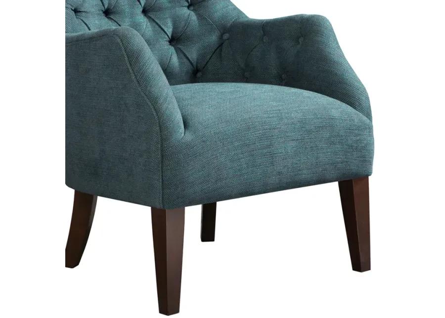 Madison Park Hannah Teal Button Tufted Wing Chair