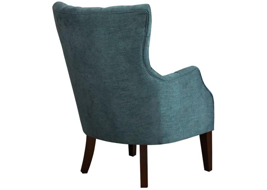 Madison Park Hannah Teal Button Tufted Wing Chair