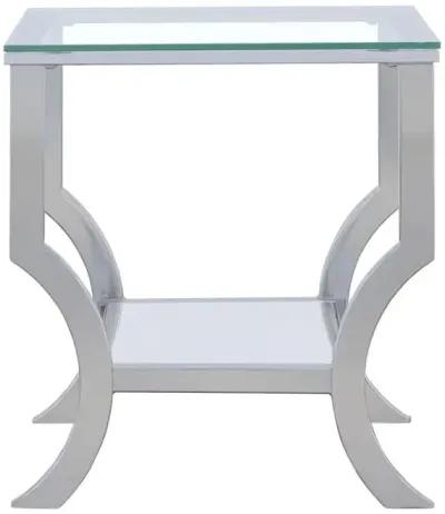 Saide Square End Table with Mirrored Shelf Chrome