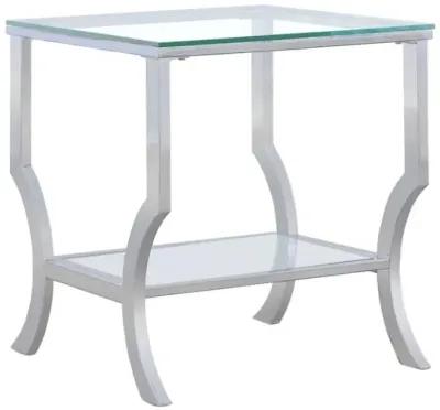 Saide Square End Table with Mirrored Shelf Chrome