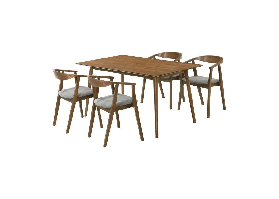 Westmont Santana 5 Piece Walnut Wood Dining Table Set with Charcoal Fabric