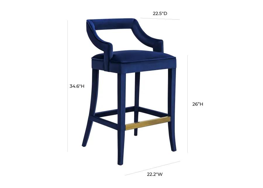 Tiffany Navy Velvet Counter Stool