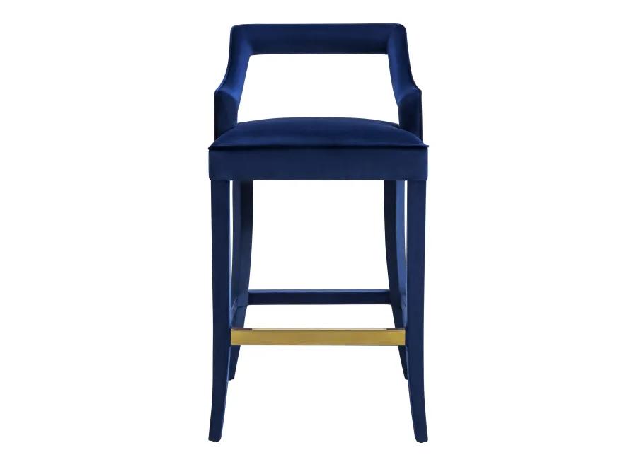 Tiffany Navy Velvet Counter Stool