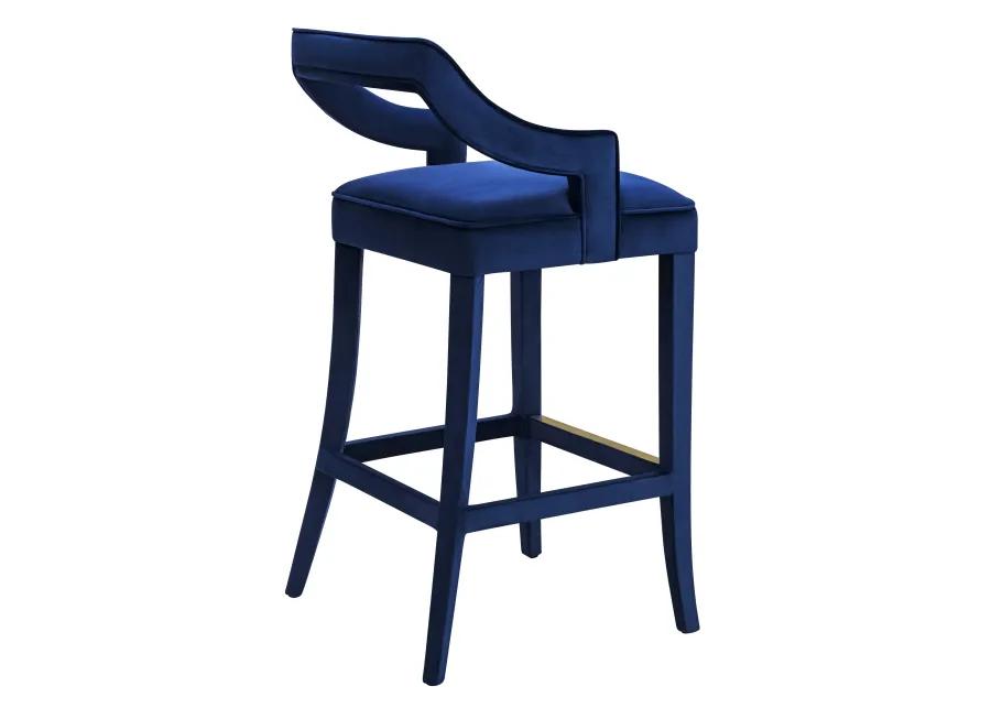 Tiffany Navy Velvet Counter Stool