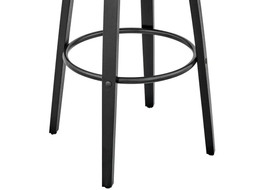 Daxton 26" Gray Faux Leather and Black Wood Bar Stool