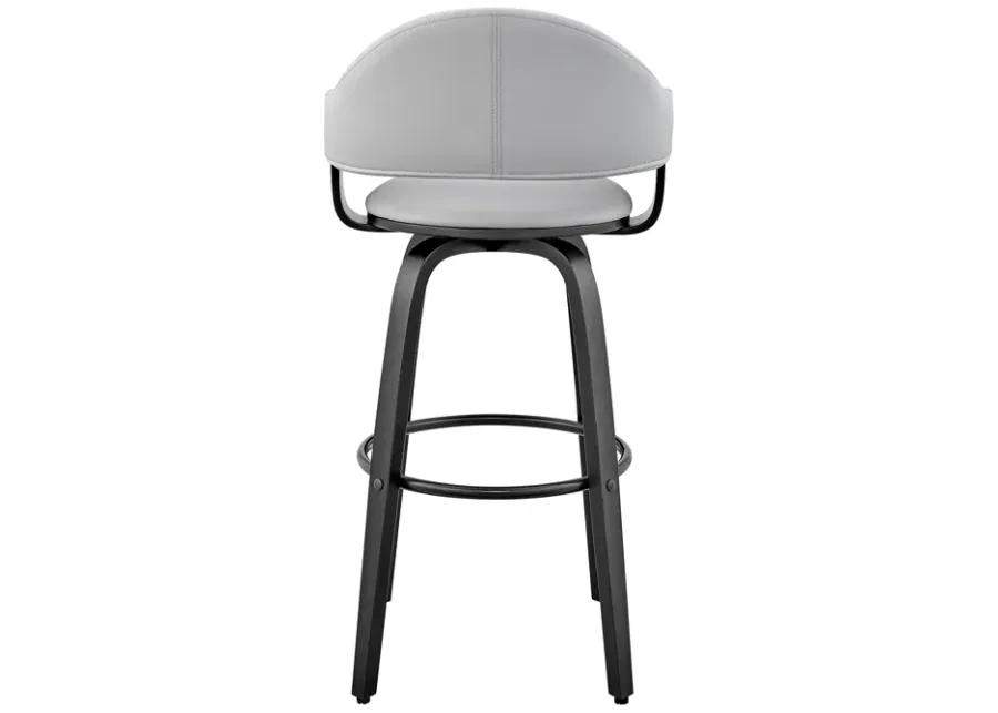 Daxton 26" Gray Faux Leather and Black Wood Bar Stool