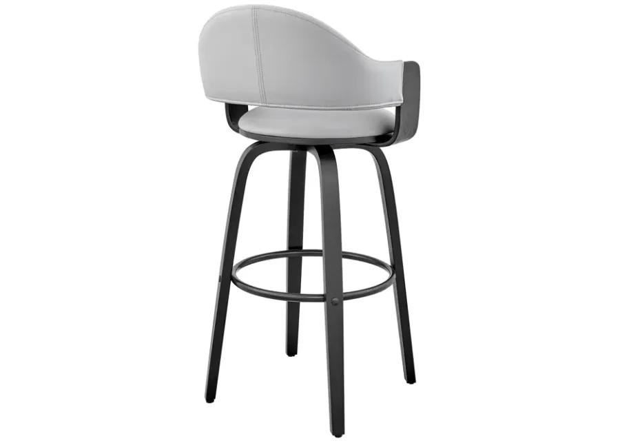 Daxton 26" Gray Faux Leather and Black Wood Bar Stool