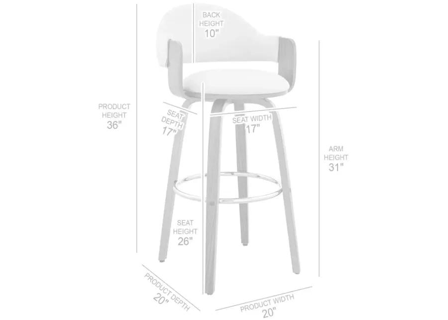 Daxton 26" Gray Faux Leather and Black Wood Bar Stool