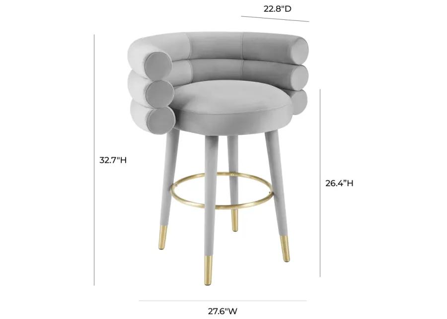 Betty Grey Velvet Counter Stool