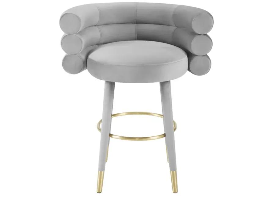 Betty Grey Velvet Counter Stool