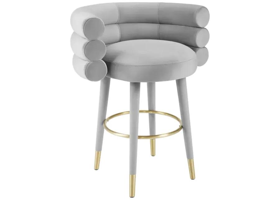 Betty Grey Velvet Counter Stool