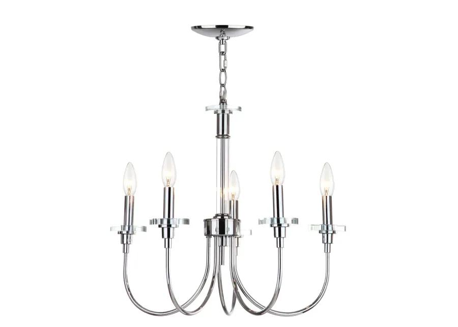 Sharon 5 Light Chrome 21-Inch Dia Adjustable Chandelier