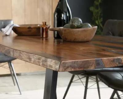 Alana Live Edge Dining Table Grey Sheesham And Black