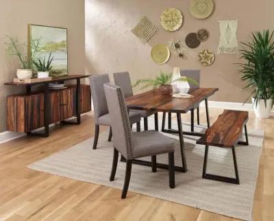 Alana Live Edge Dining Table Grey Sheesham And Black