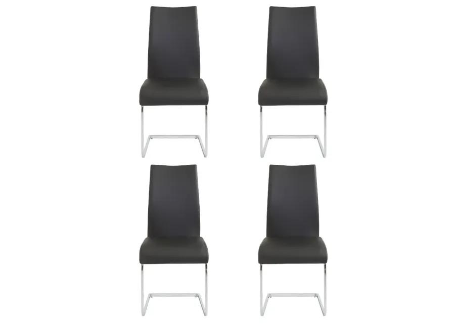 Epifania Dining Chair in Black with Chrome Legs - Set of 4