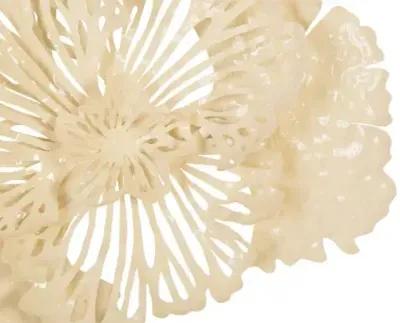 flower wall art, small, ivory, metal