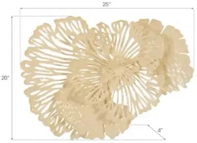 flower wall art, small, ivory, metal