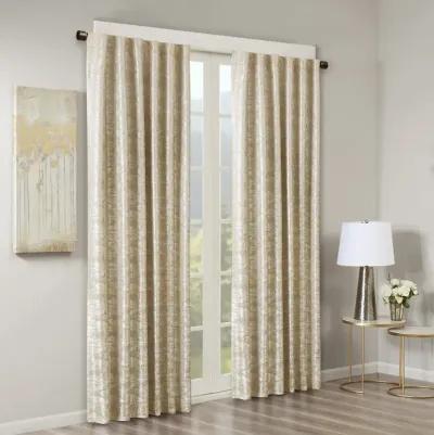 SunSmart Cassius Gold Jacquard Lined Total Blackout Rod Pocket/Back Tab Curtain Panel