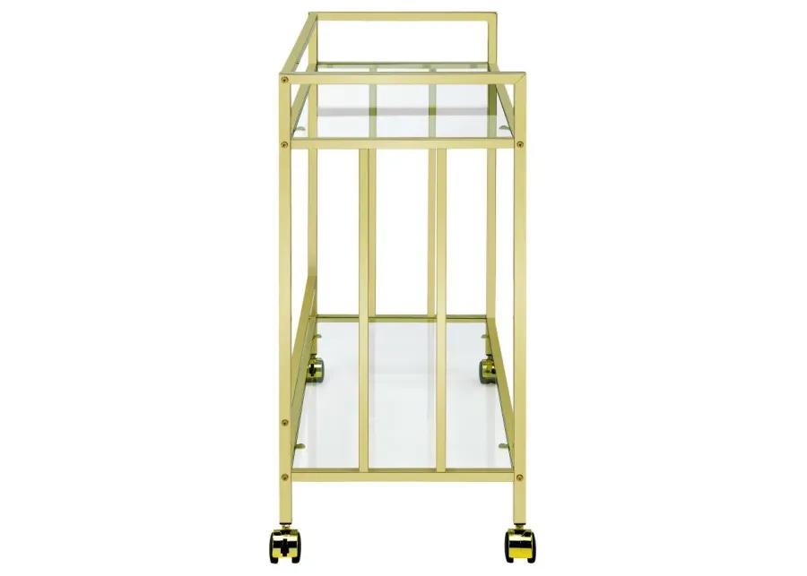 Cara Rectangular Glass Bar Cart Brass