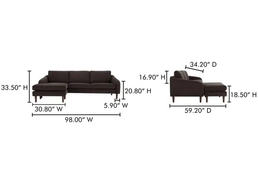 Quinn Sectional Dark Brown