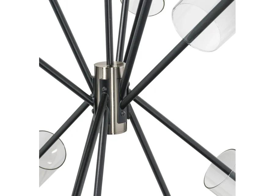 Everly 6 Light Chandelier, Black and Chrome