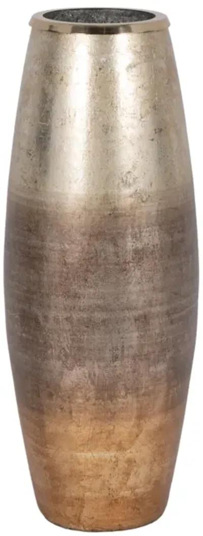 24" Curved Glass Vase Metallic Ombre Finish, Multi