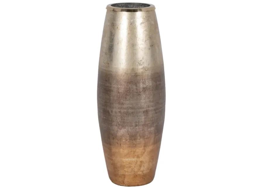 24" Curved Glass Vase Metallic Ombre Finish, Multi