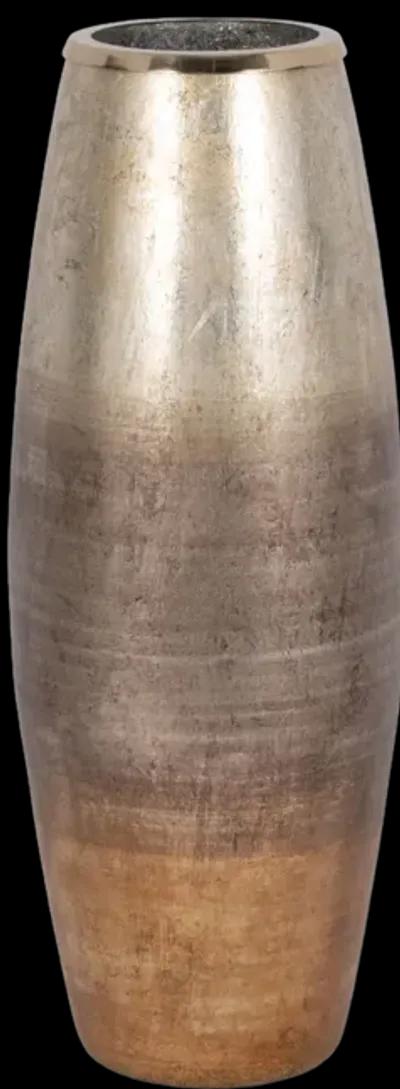 24" Curved Glass Vase Metallic Ombre Finish, Multi