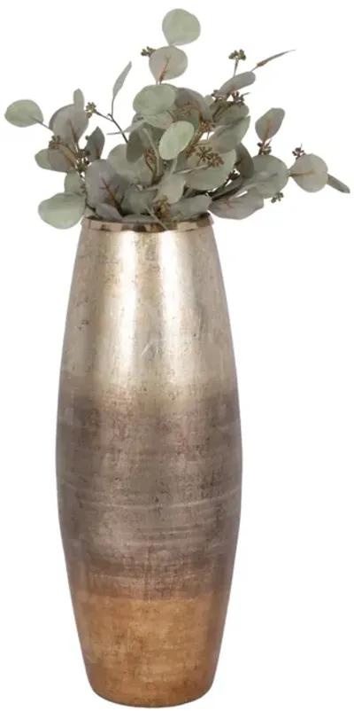 24" Curved Glass Vase Metallic Ombre Finish, Multi