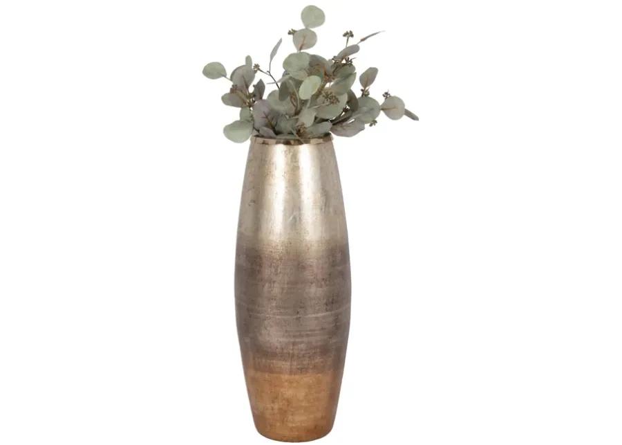 24" Curved Glass Vase Metallic Ombre Finish, Multi