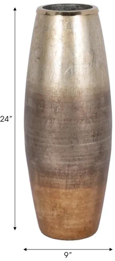 24" Curved Glass Vase Metallic Ombre Finish, Multi