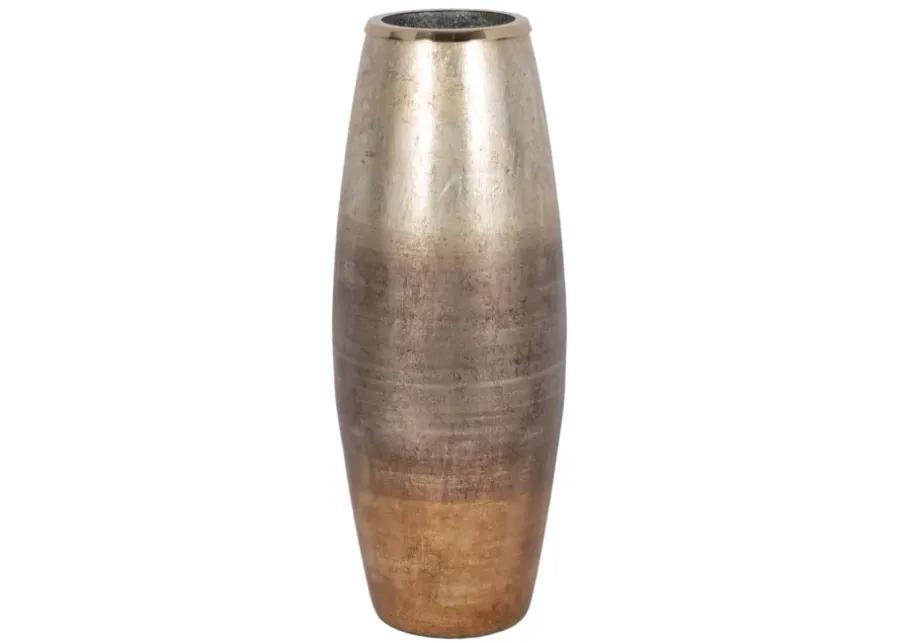 24" Curved Glass Vase Metallic Ombre Finish, Multi