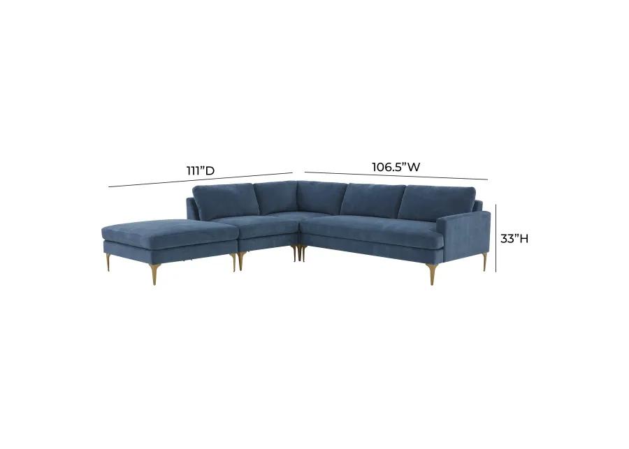 Serena Blue Velvet Large LAF Chaise Sectional