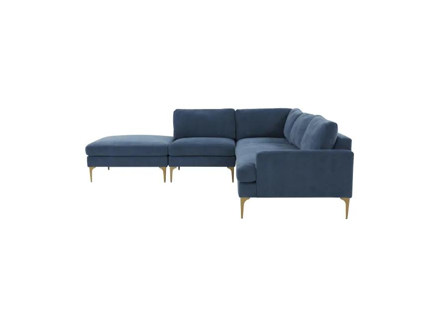 Serena Blue Velvet Large LAF Chaise Sectional