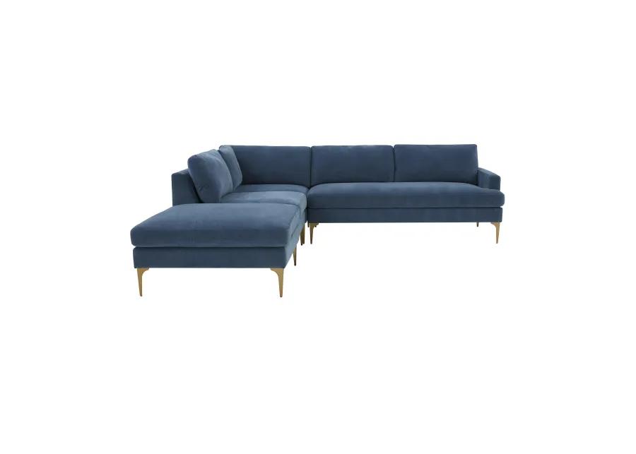 Serena Blue Velvet Large LAF Chaise Sectional