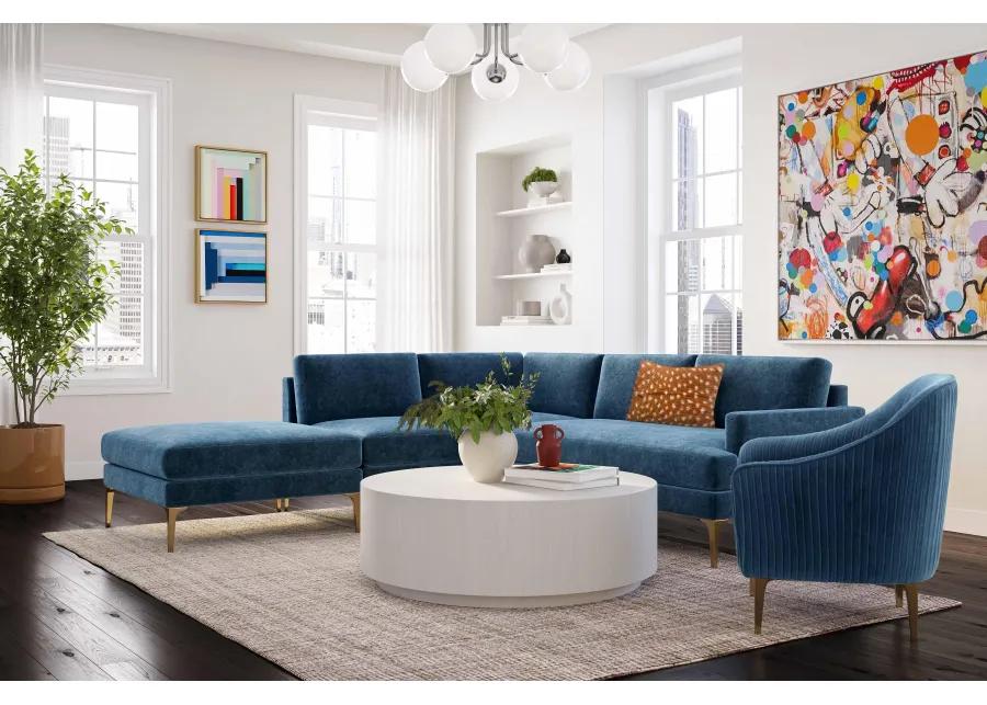 Serena Blue Velvet Large LAF Chaise Sectional