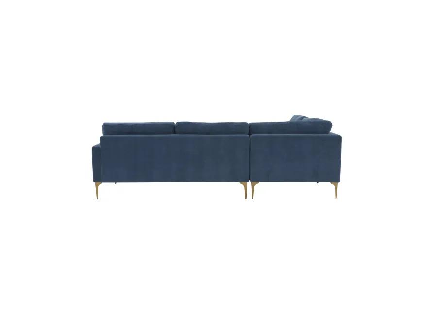 Serena Blue Velvet Large LAF Chaise Sectional