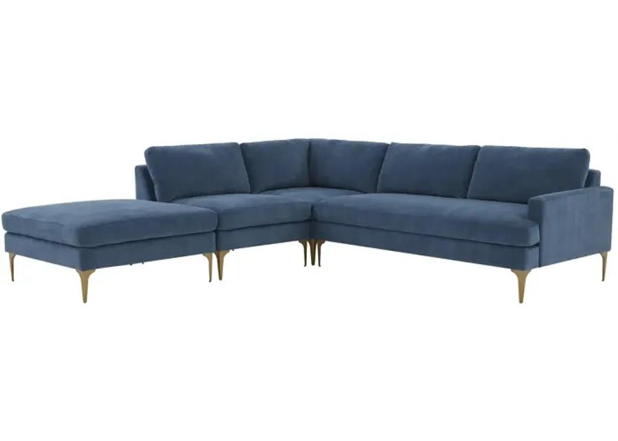 Serena Blue Velvet Large LAF Chaise Sectional