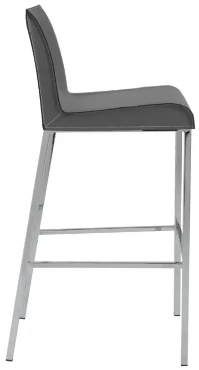 Cam-B Bar Stool In Gray With Polished Stainless Steel Legs - Set Of 2